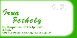 irma pethely business card